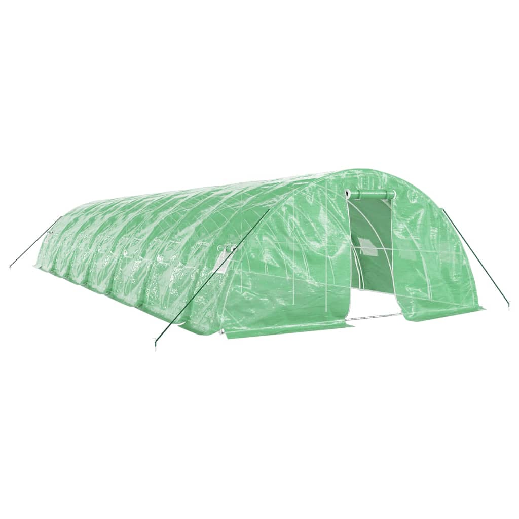 Drivhus med stålramme grønn 70 m² 14x5x2,3 m