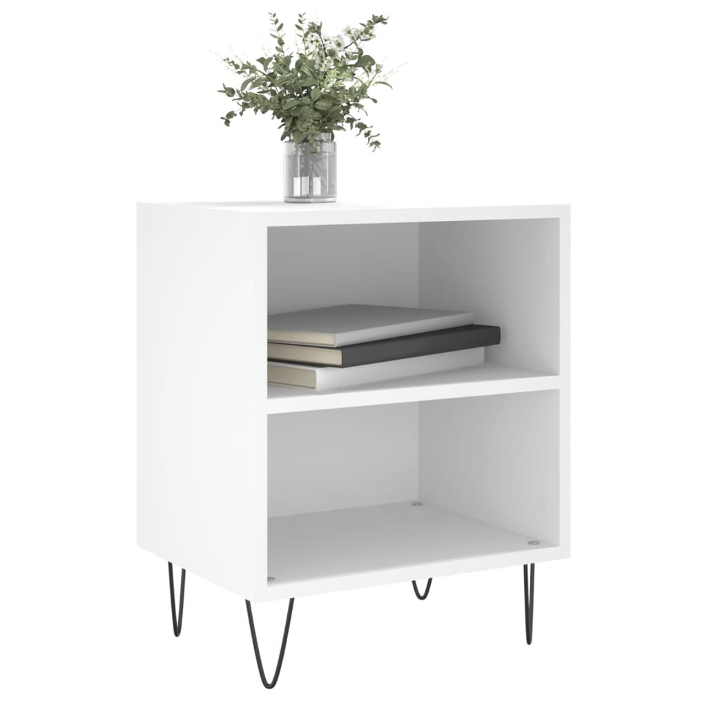 Nattbord 2 stk hvit 40x30x50 cm konstruert tre