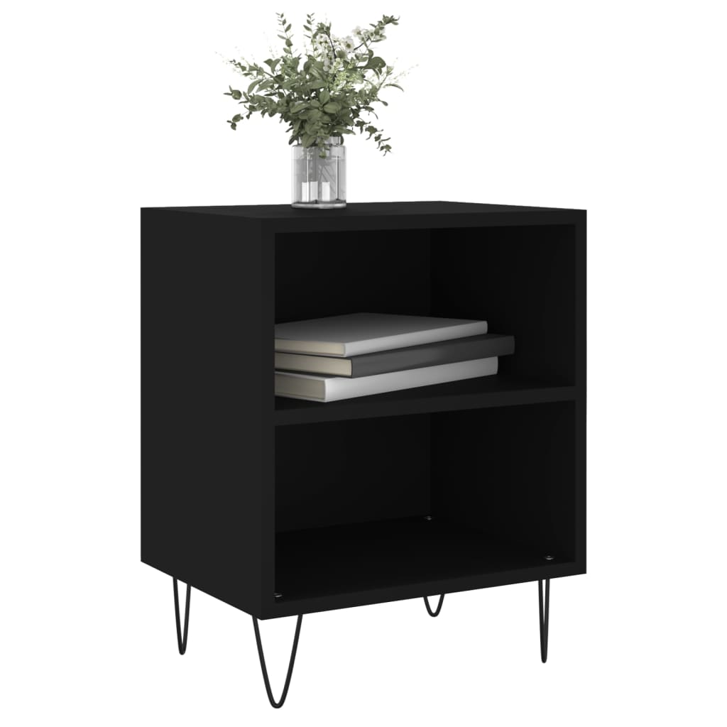 Nattbord 2 stk svart 40x30x50 cm konstruert tre