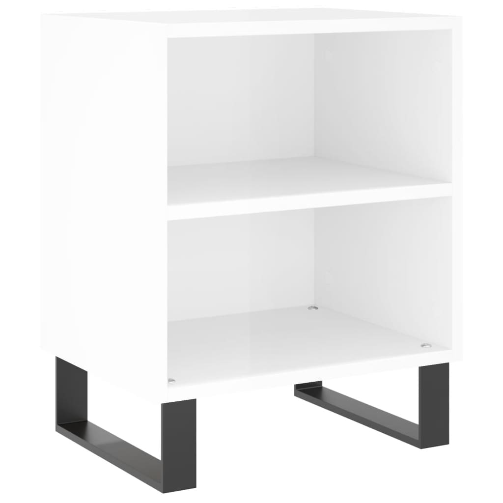Nattbord 2 stk høyglans hvit 40x30x50 cm konstruert tre