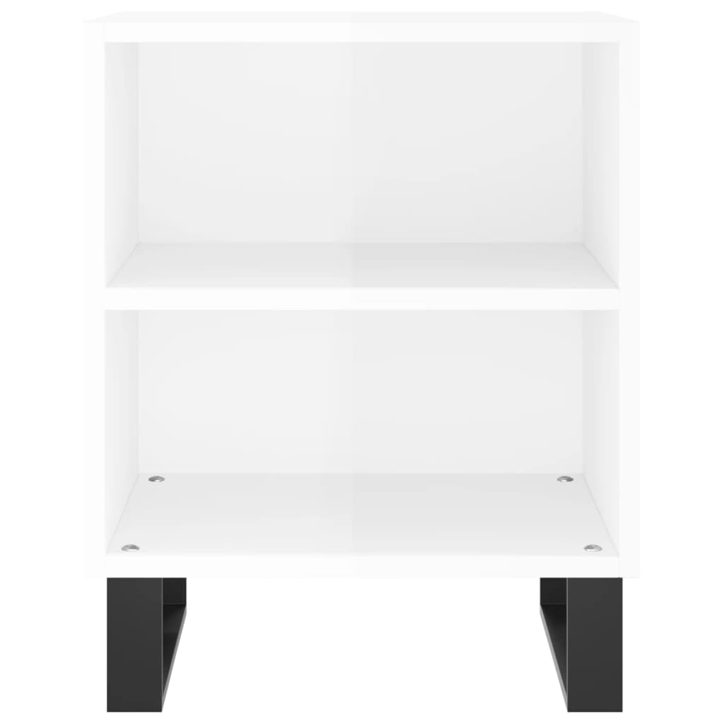 Nattbord 2 stk høyglans hvit 40x30x50 cm konstruert tre