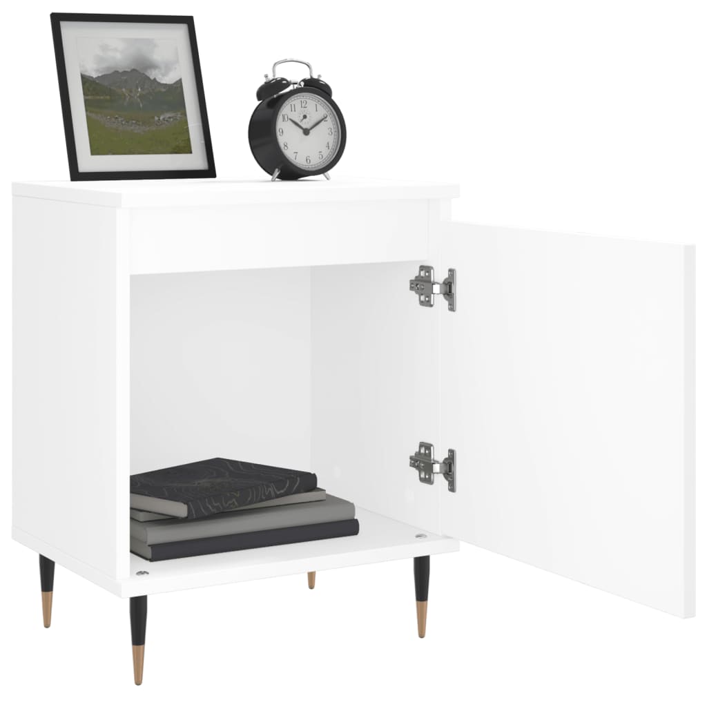 Nattbord 2 stk hvit 40x30x50 cm konstruert tre