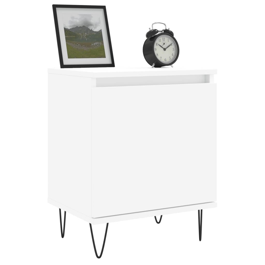 Nattbord 2 stk hvit 40x30x50 cm konstruert tre