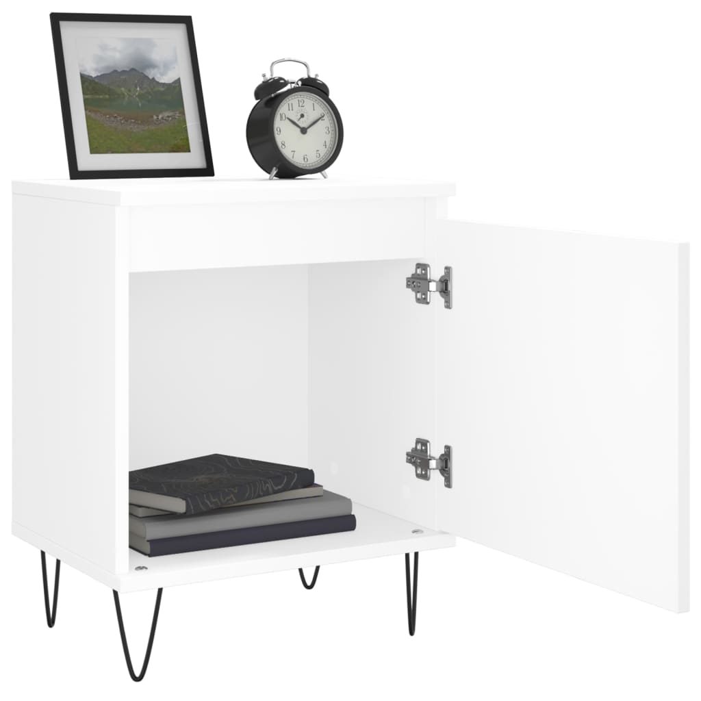 Nattbord 2 stk hvit 40x30x50 cm konstruert tre