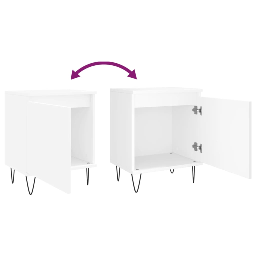 Nattbord 2 stk hvit 40x30x50 cm konstruert tre