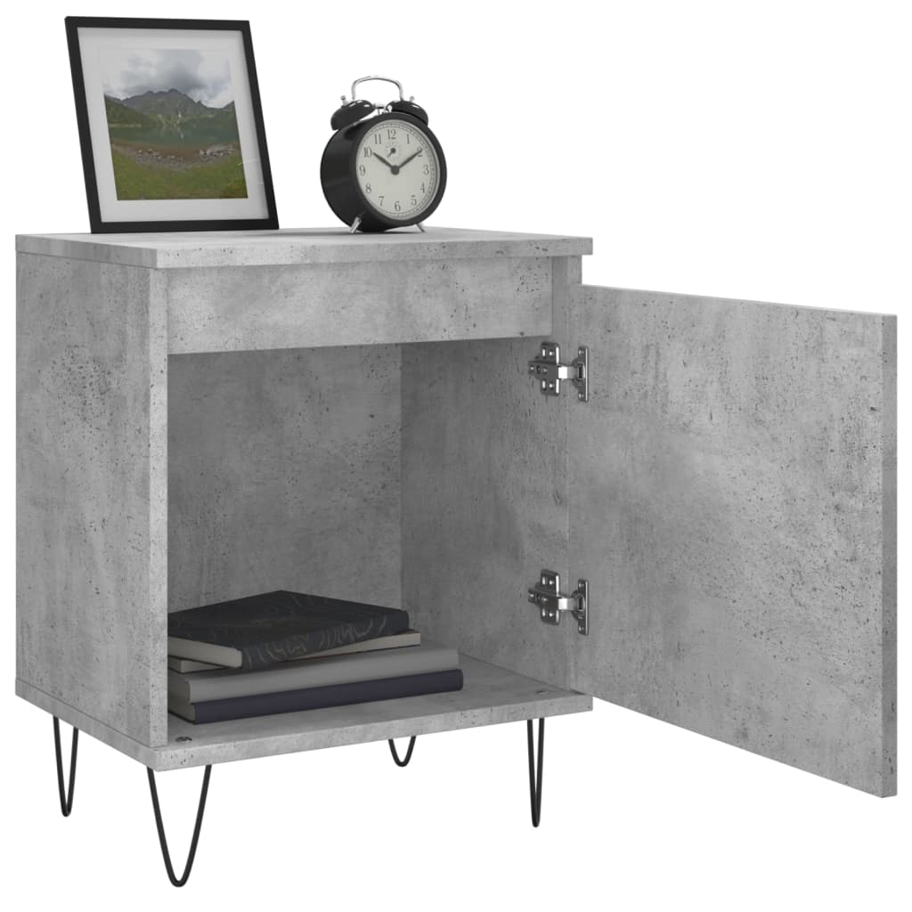 Nattbord 2 stk betonggrå 40x30x50 cm konstruert tre