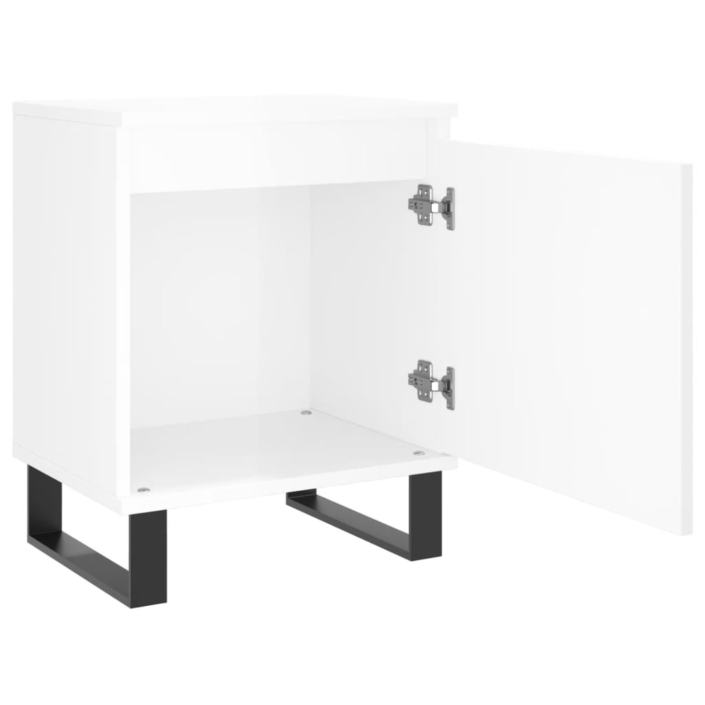Nattbord 2 stk høyglans hvit 40x30x50 cm konstruert tre