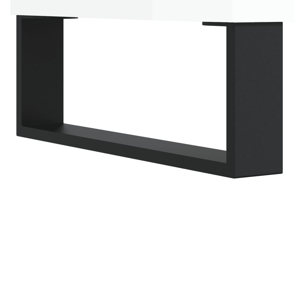 Nattbord 2 stk høyglans hvit 40x30x50 cm konstruert tre