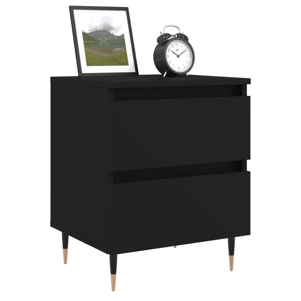 Nattbord 2 stk svart 40x35x50 cm konstruert tre