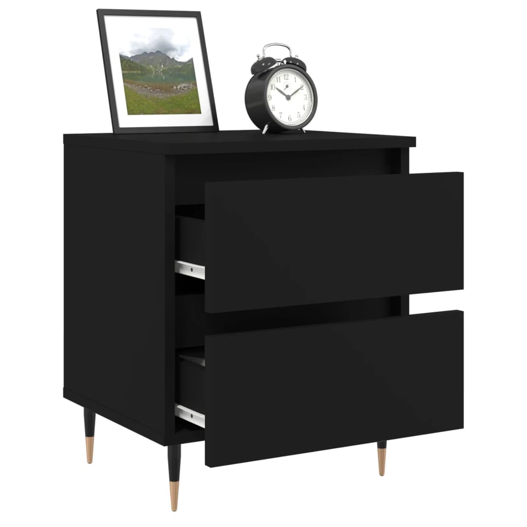 Nattbord 2 stk svart 40x35x50 cm konstruert tre