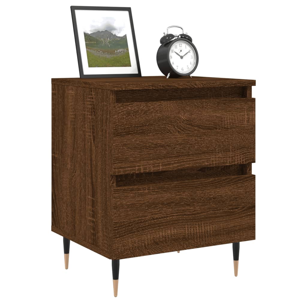 Nattbord 2 stk brun eik 40x35x50 cm konstruert tre