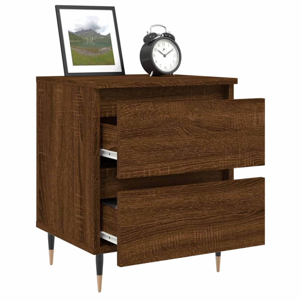 Nattbord 2 stk brun eik 40x35x50 cm konstruert tre