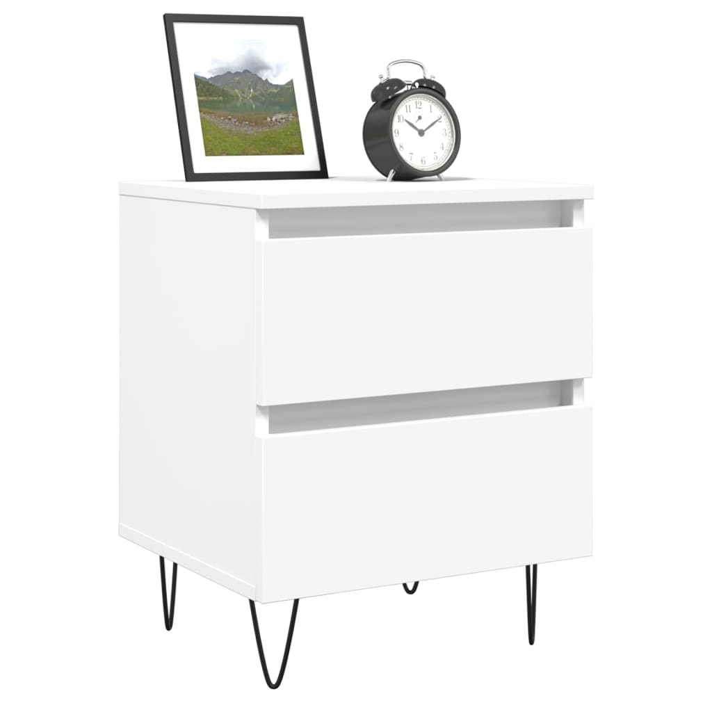 Nattbord hvit 40x35x50 cm konstruert tre
