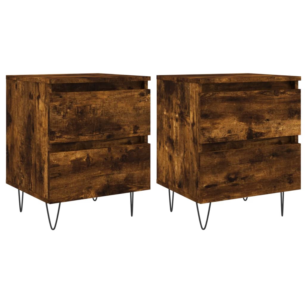 Nattbord 2 stk røkt eik 40x35x50 cm konstruert tre