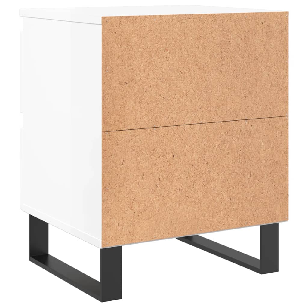 Nattbord 2 stk høyglans hvit 40x35x50 cm konstruert tre