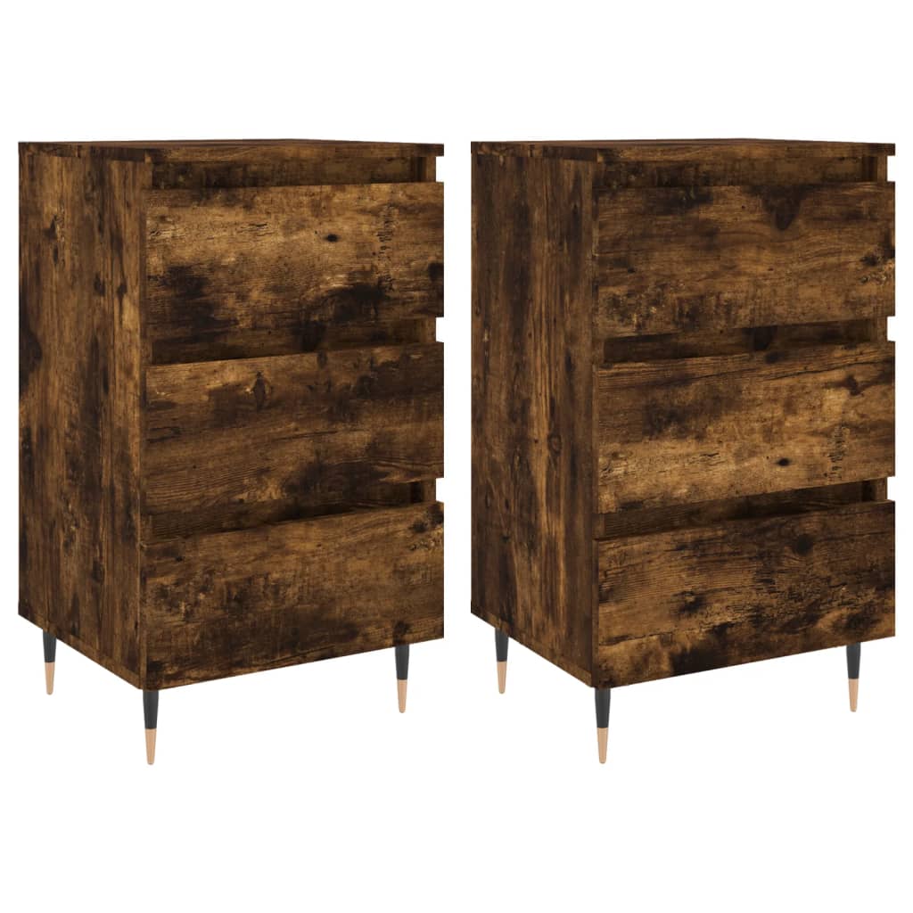 Nattbord 2 stk røkt eik 40x35x69 cm konstruert tre