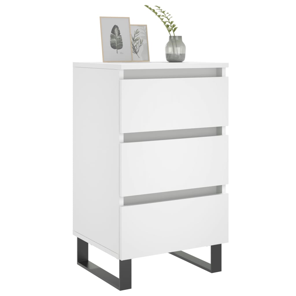 Nattbord 2 stk hvit 40x35x69 cm konstruert tre