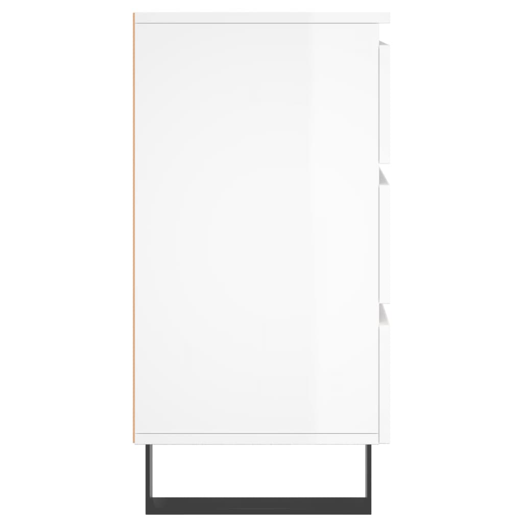 Nattbord 2 stk høyglans hvit 40x35x69 cm konstruert tre