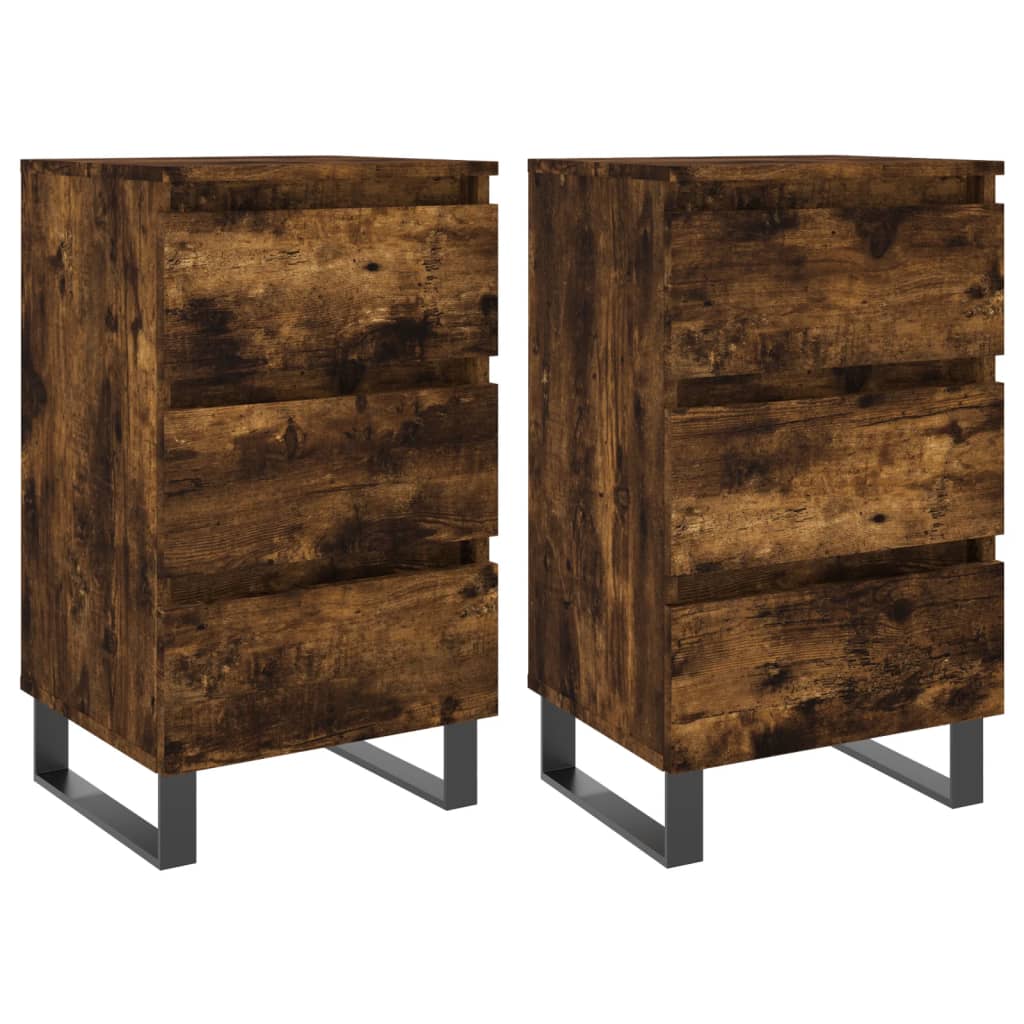 Nattbord 2 stk røkt eik 40x35x69 cm konstruert tre