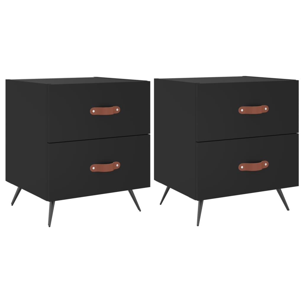 Nattbord 2 stk svart 40x35x47,5 cm konstruert tre