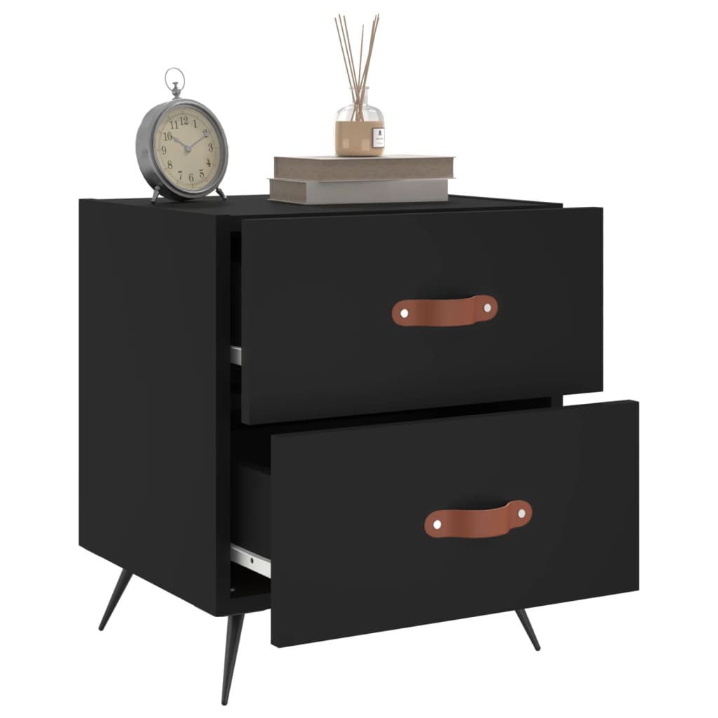 Nattbord 2 stk svart 40x35x47,5 cm konstruert tre