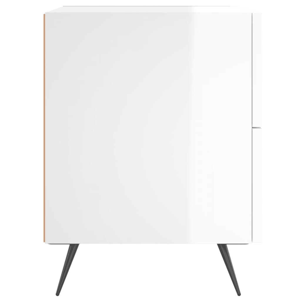 Nattbord høyglans hvit 40x35x47,5 cm konstruert tre