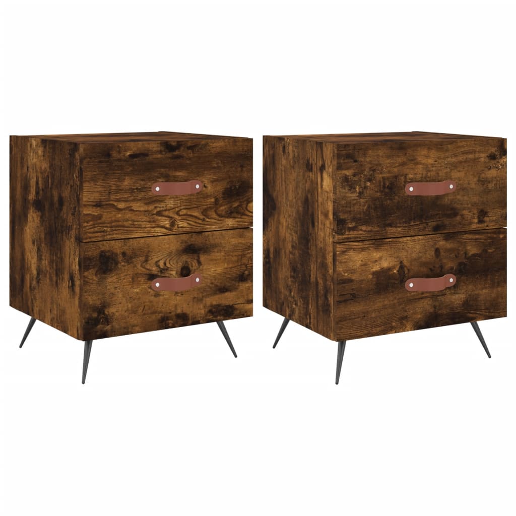 Nattbord 2 stk røkt eik 40x35x47,5 cm konstruert tre