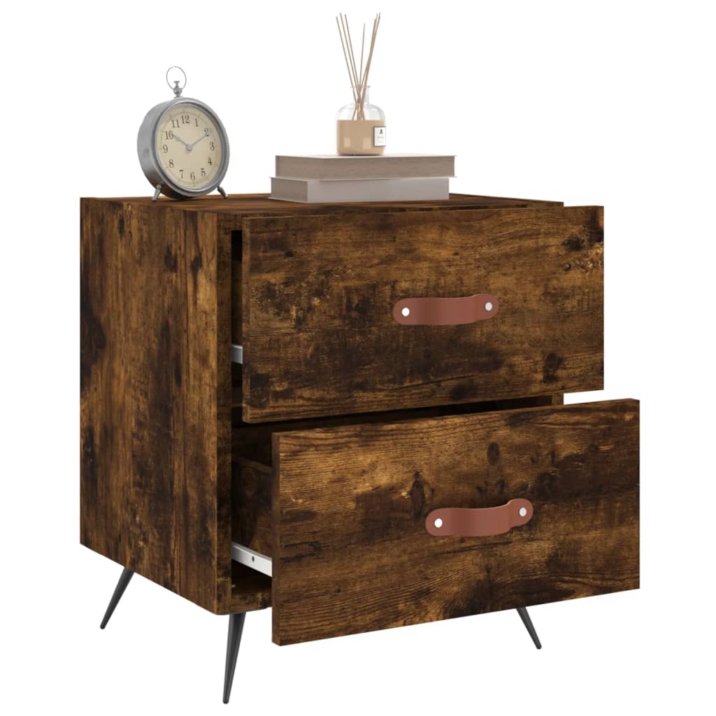 Nattbord 2 stk røkt eik 40x35x47,5 cm konstruert tre