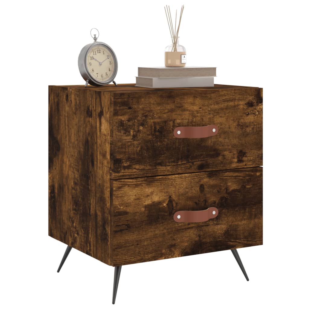Nattbord 2 stk røkt eik 40x35x47,5 cm konstruert tre