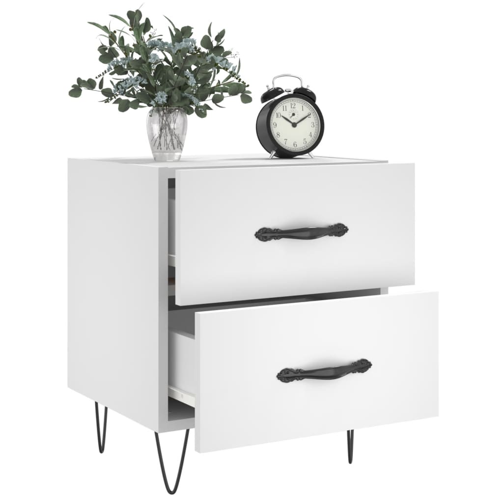 Nattbord 2 stk hvit 40x35x47,5 cm konstruert tre