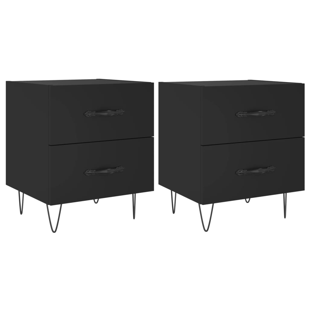 Nattbord 2 stk svart 40x35x47,5 cm konstruert tre