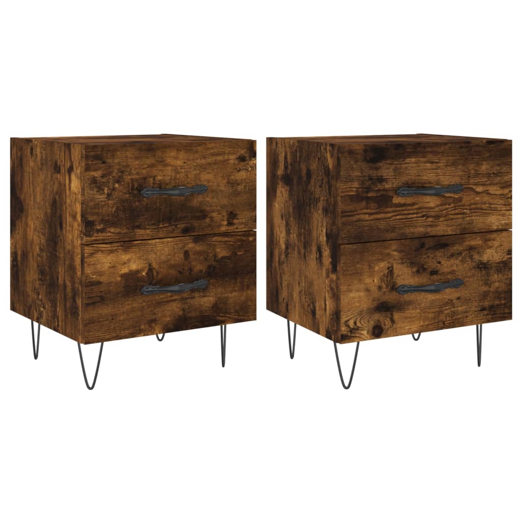 Nattbord 2 stk røkt eik 40x35x47,5 cm konstruert tre