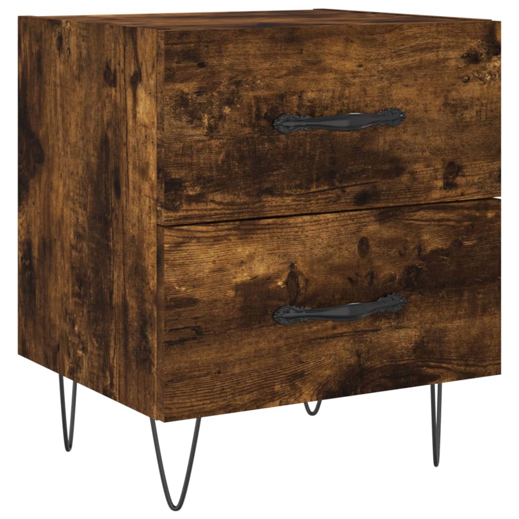 Nattbord 2 stk røkt eik 40x35x47,5 cm konstruert tre