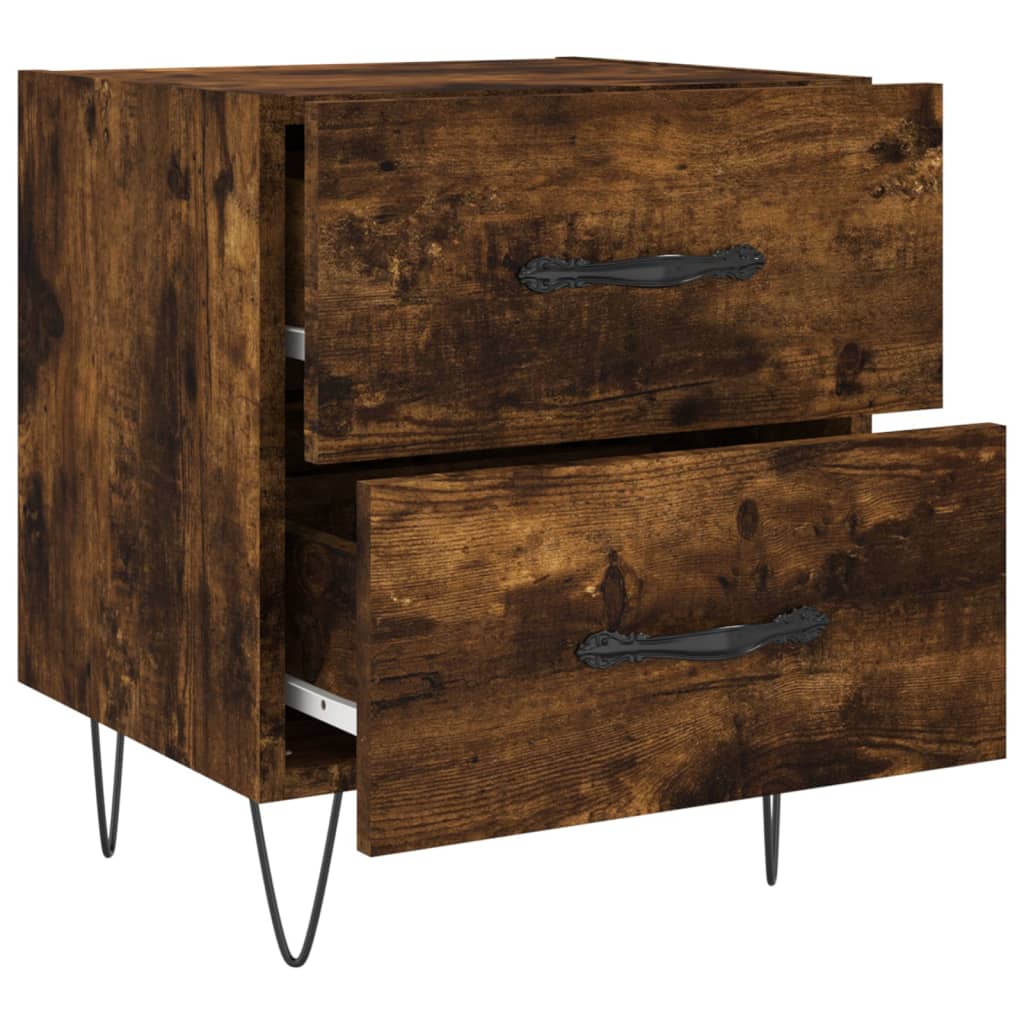 Nattbord 2 stk røkt eik 40x35x47,5 cm konstruert tre