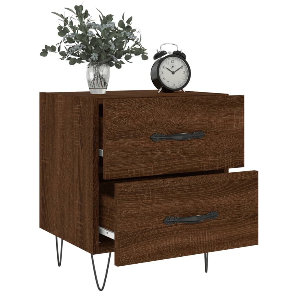 Nattbord 2 stk brun eik 40x35x47,5 cm konstruert tre