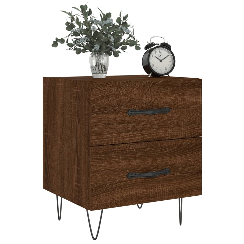 Nattbord 2 stk brun eik 40x35x47,5 cm konstruert tre