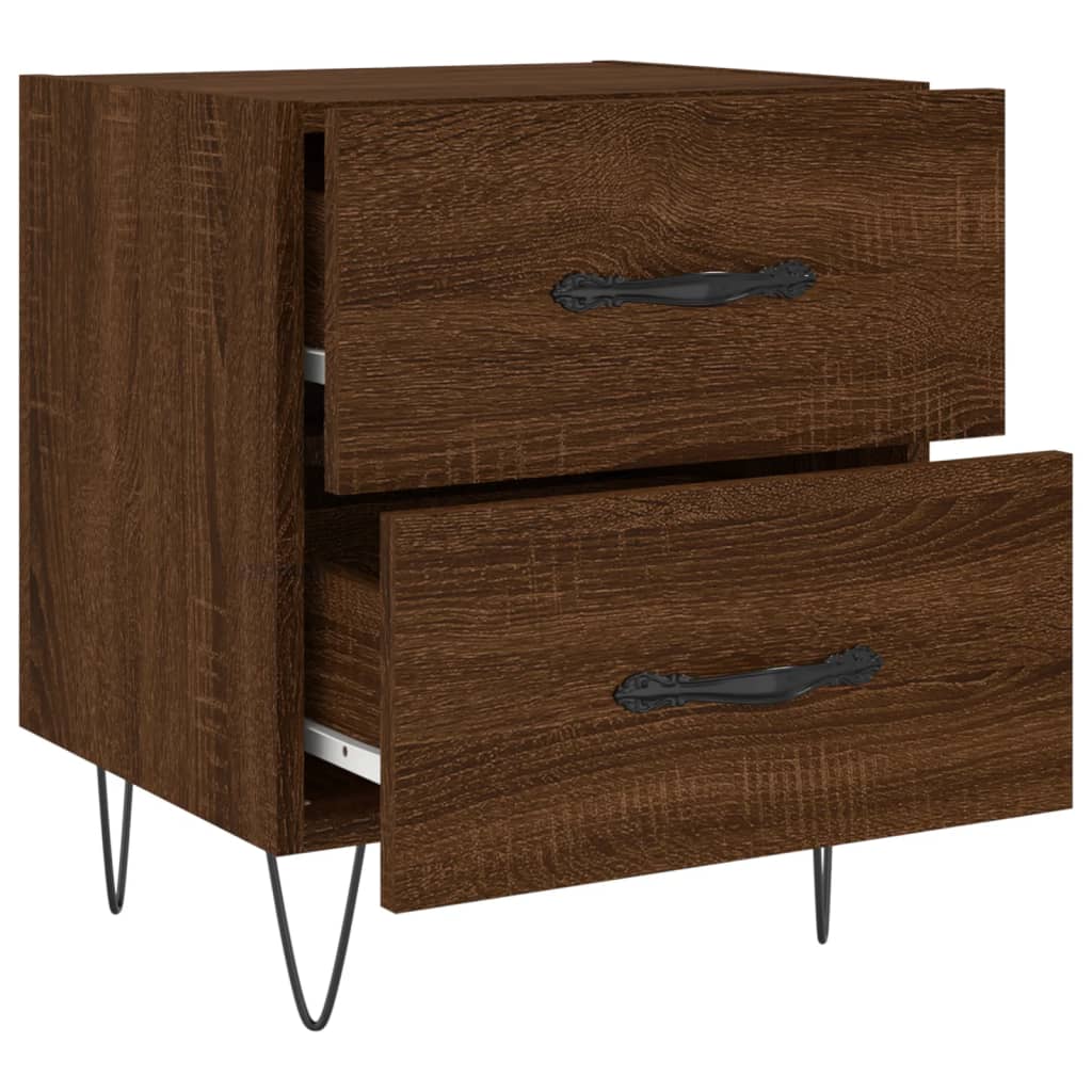 Nattbord 2 stk brun eik 40x35x47,5 cm konstruert tre