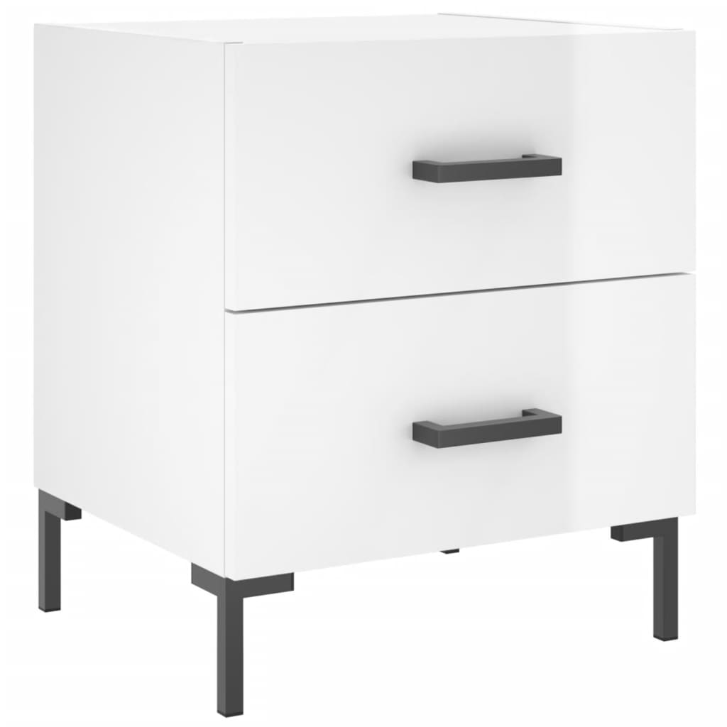 Nattbord 2 stk høyglans hvit 40x35x47,5 cm konstruert tre