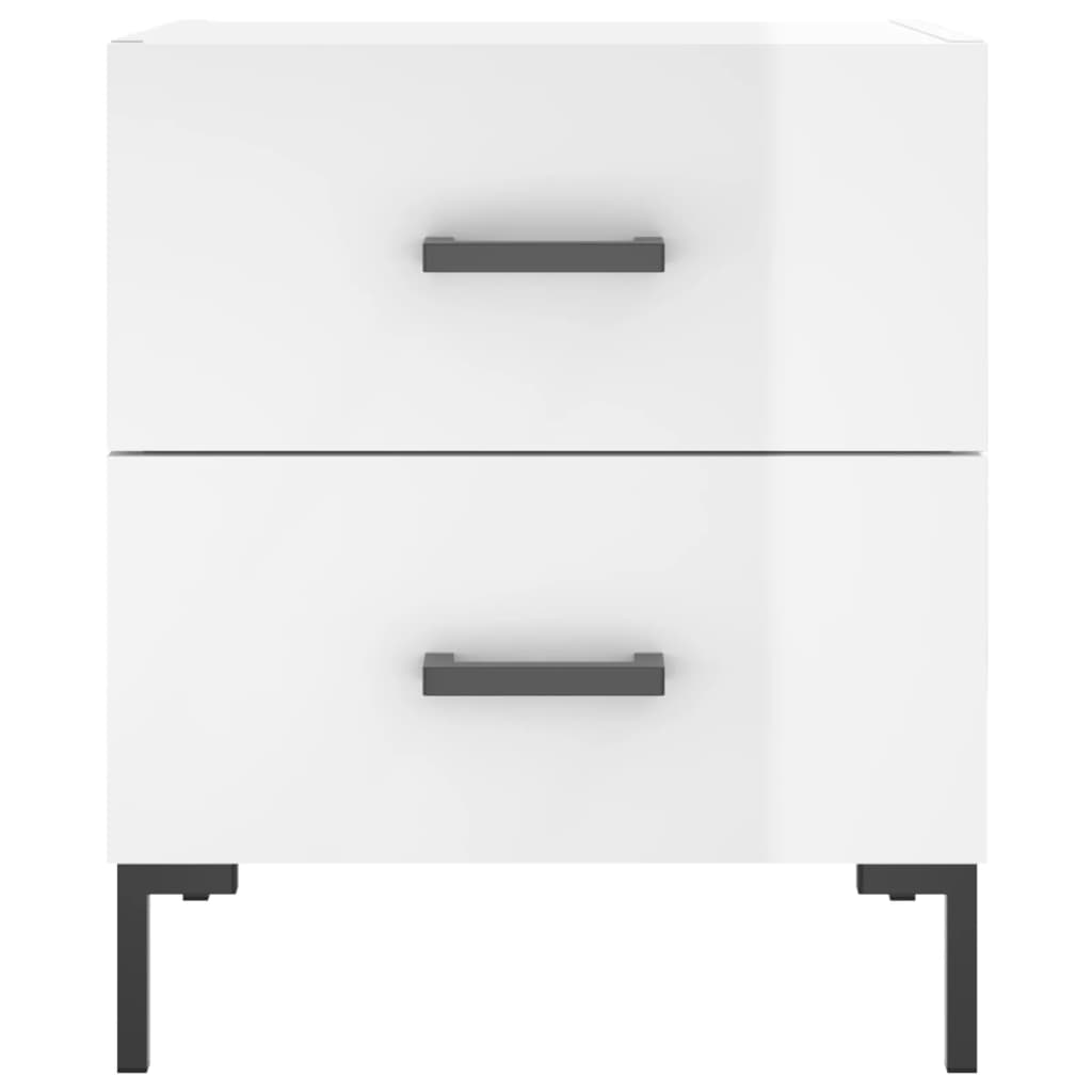Nattbord 2 stk høyglans hvit 40x35x47,5 cm konstruert tre