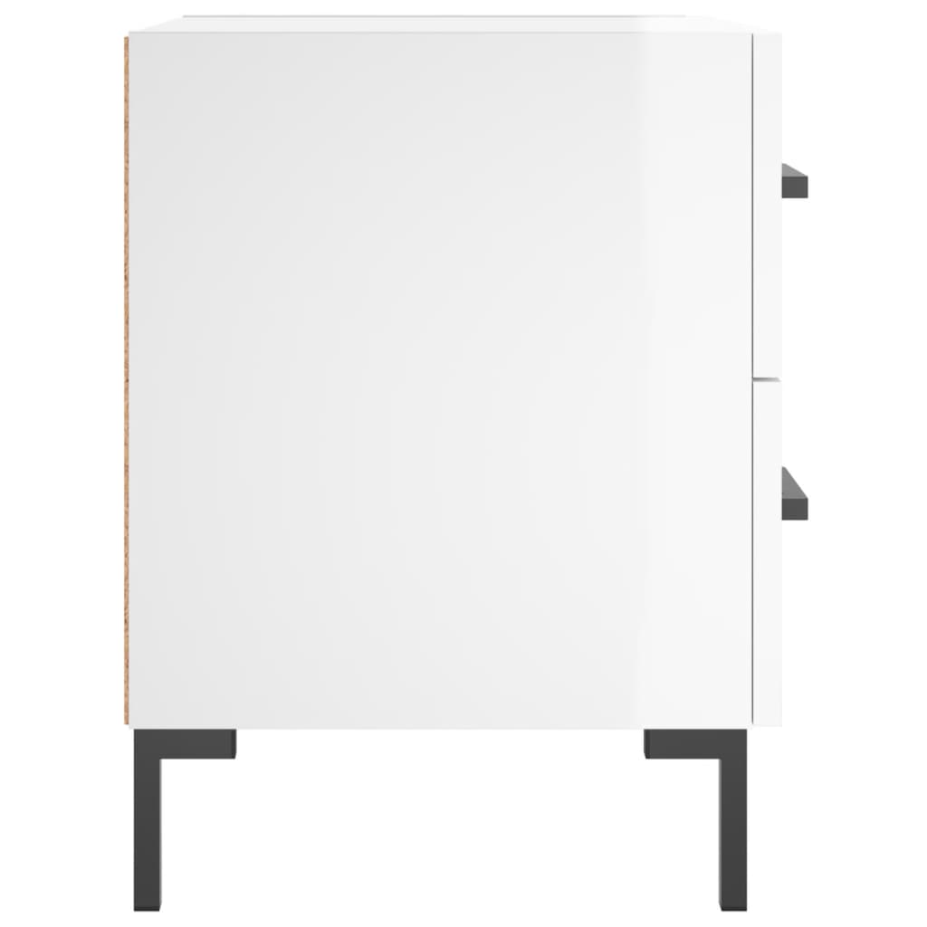 Nattbord 2 stk høyglans hvit 40x35x47,5 cm konstruert tre
