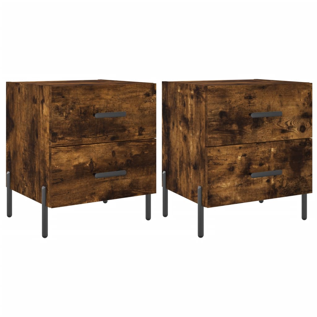 Nattbord 2 stk røkt eik 40x35x47,5 cm konstruert tre