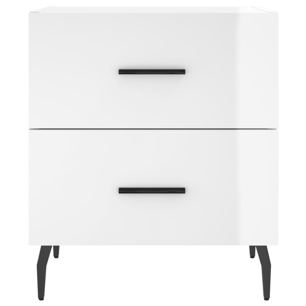 Nattbord 2 stk høyglans hvit 40x35x47,5 cm konstruert tre