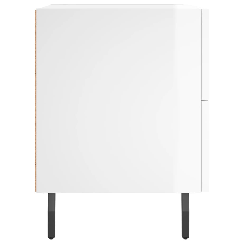 Nattbord 2 stk høyglans hvit 40x35x47,5 cm konstruert tre
