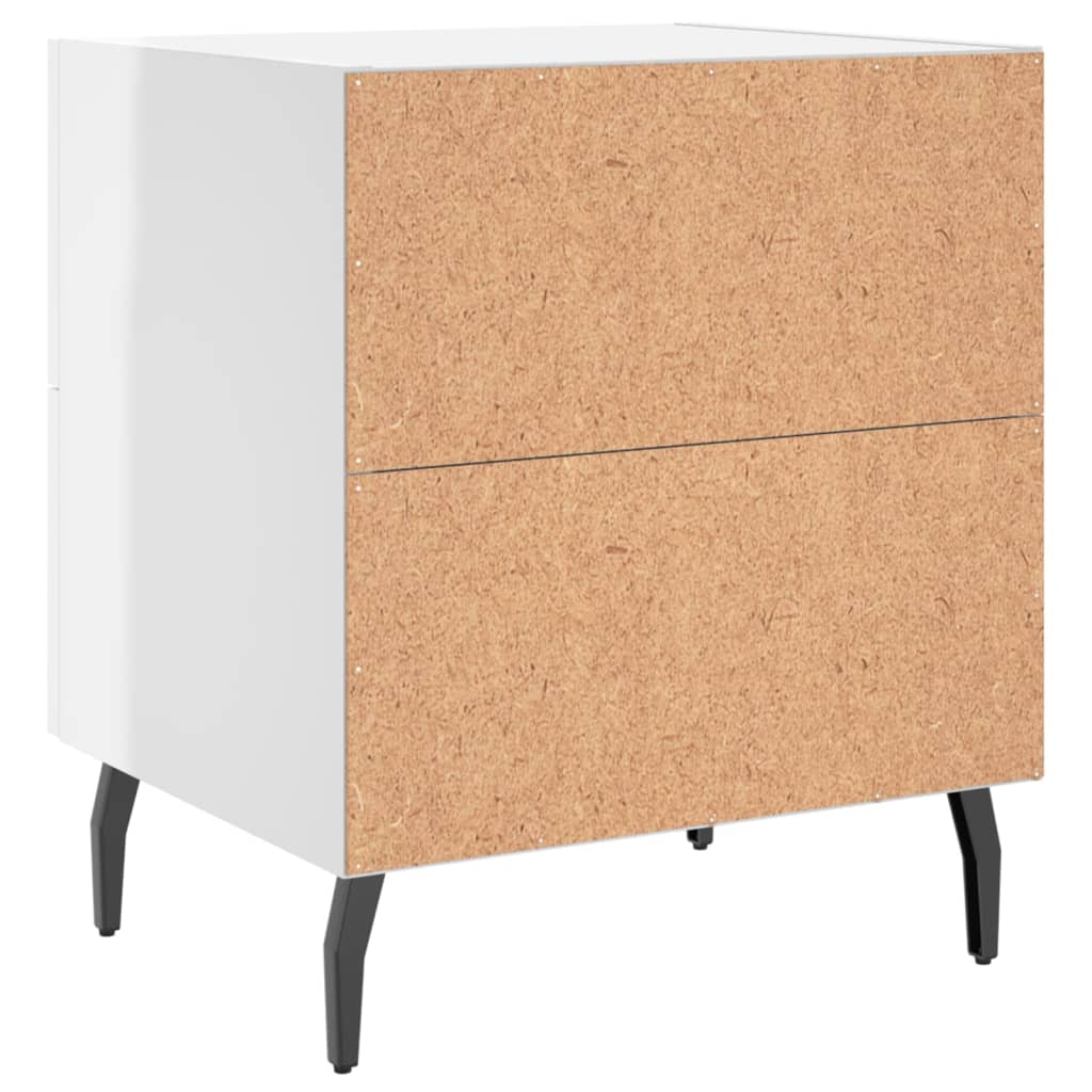 Nattbord 2 stk høyglans hvit 40x35x47,5 cm konstruert tre