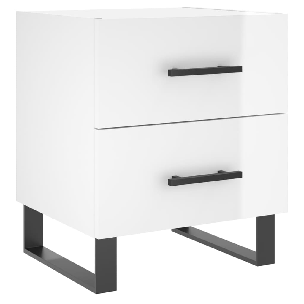 Nattbord 2 stk høyglans hvit 40x35x47,5 cm konstruert tre
