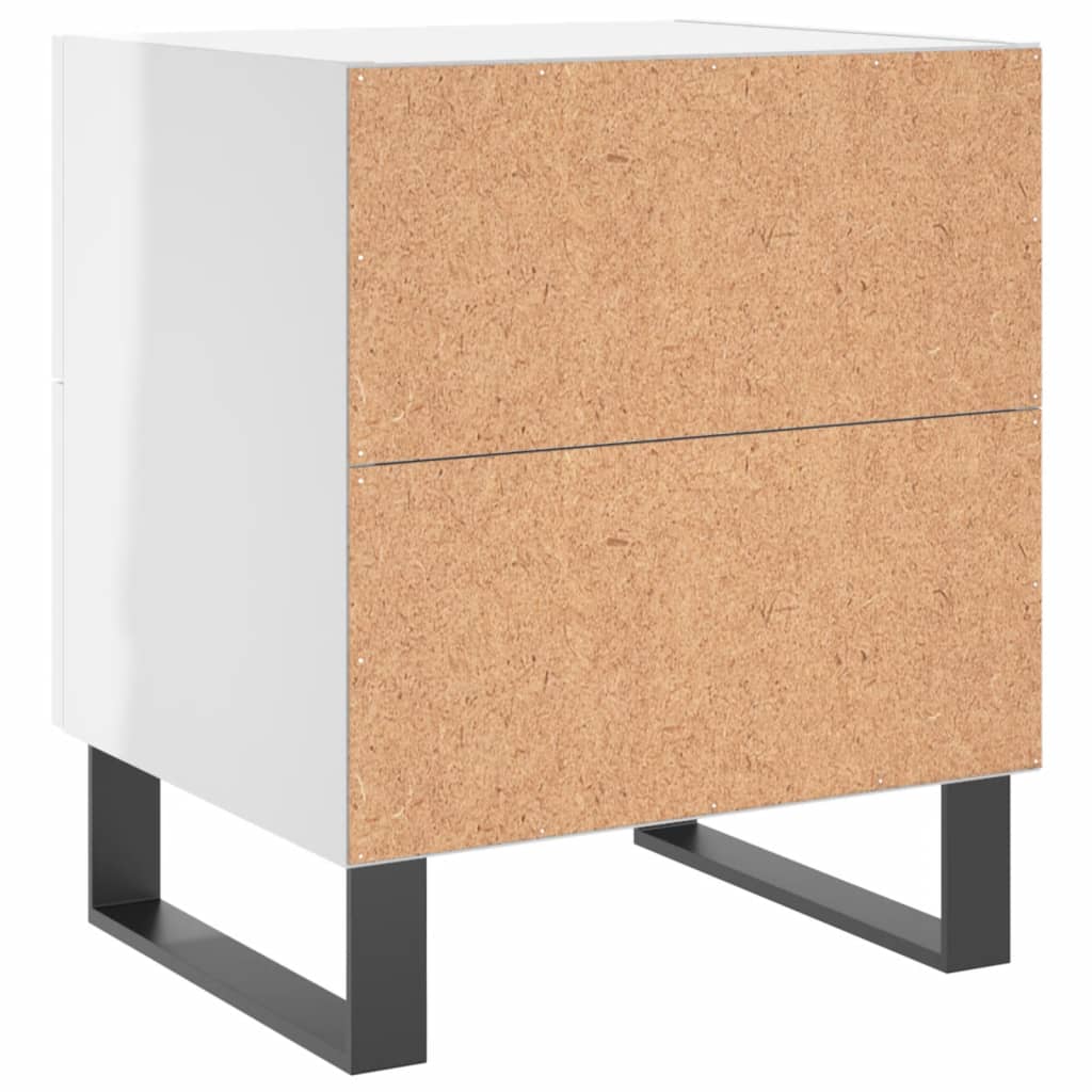 Nattbord 2 stk høyglans hvit 40x35x47,5 cm konstruert tre