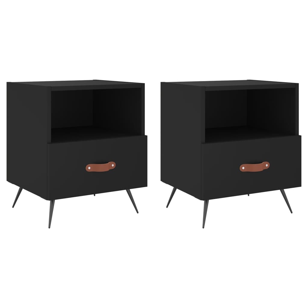 Nattbord 2 stk svart 40x35x47,5 cm konstruert tre