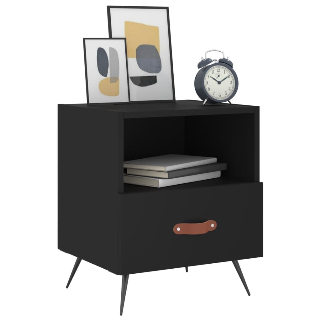 Nattbord 2 stk svart 40x35x47,5 cm konstruert tre
