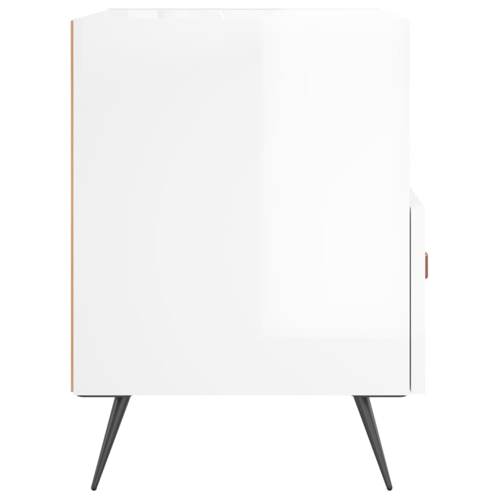 Nattbord 2 stk høyglans hvit 40x35x47,5 cm konstruert tre