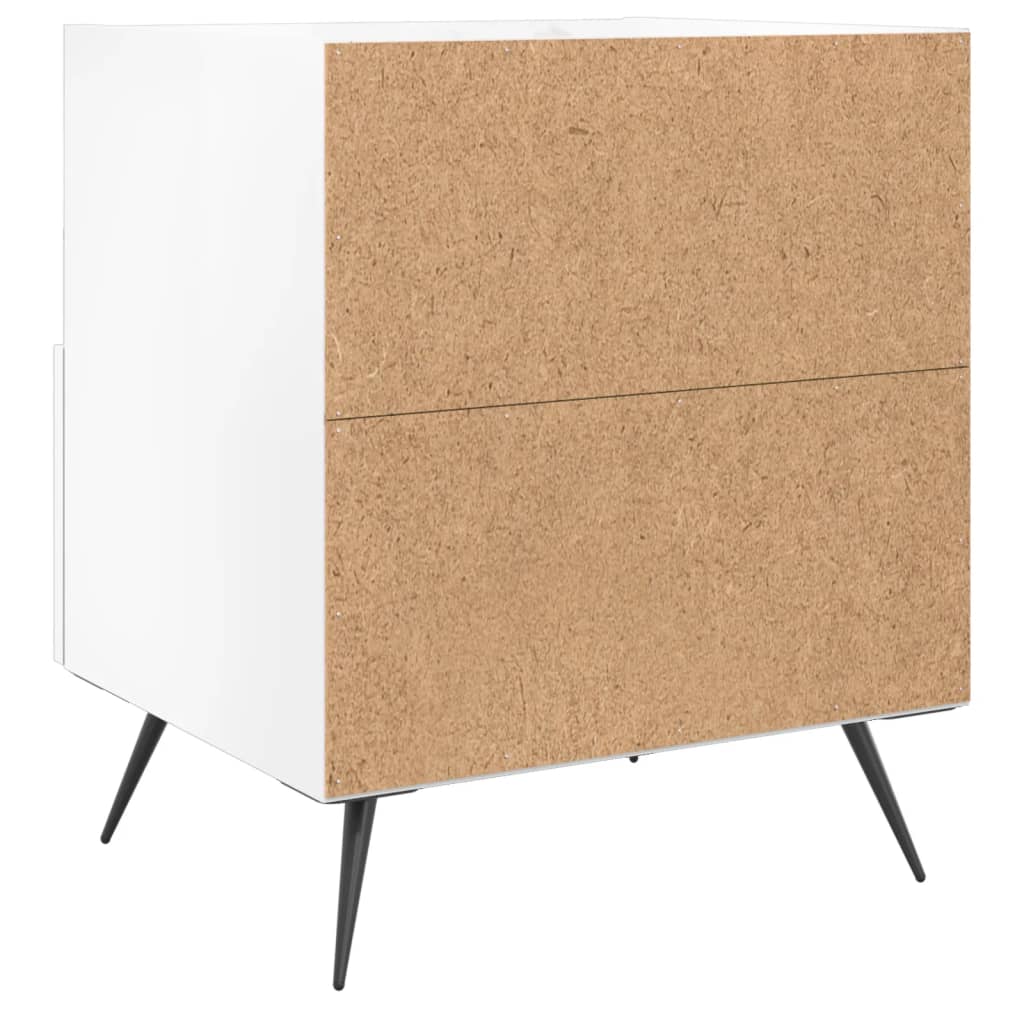 Nattbord 2 stk høyglans hvit 40x35x47,5 cm konstruert tre